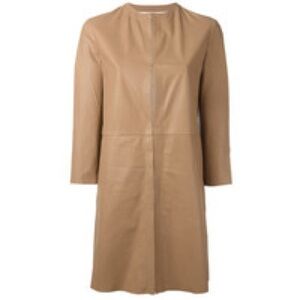 Di Capra Canadian Tan Leather tench Coat for Women